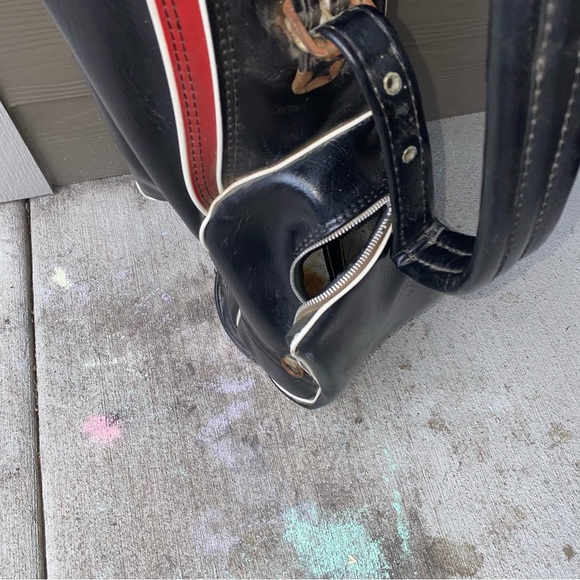 Vintage Atlantic Clyvenu Leather Black Golf Bag, Dri Grip Bottom - Picture 9 of 10